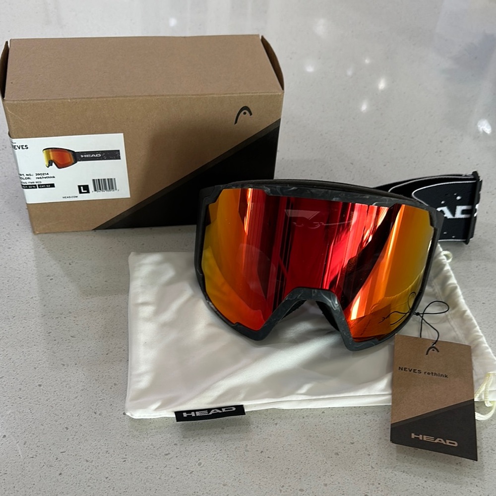 HEAD NEVES 5K Ski Goggles with Vibrant Red/Rethink Size L NWT